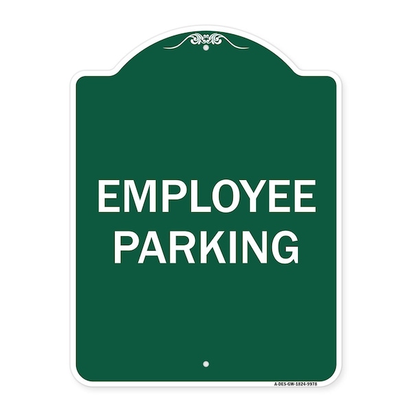 Signmission Designer Series Employee Parking, Green & White Heavy-Gauge Aluminum Sign, 24" x 18", GW-1824-9978 A-DES-GW-1824-9978 - main